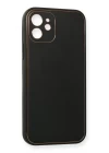 iPhone 12 Mini Kılıf Coco Deri Silikon Kapak - Siyah