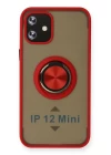 iPhone 12 Mini Kılıf Montreal Yüzüklü Silikon Kapak - Kırmızı