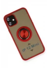 iPhone 12 Mini Kılıf Montreal Yüzüklü Silikon Kapak - Kırmızı