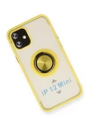 iPhone 12 Mini Kılıf Montreal Yüzüklü Silikon Kapak - Sarı