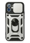 iPhone 12 Mini Kılıf Pars Lens Yüzüklü Silikon - Gümüş