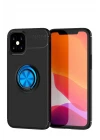 iPhone 12 Mini Kılıf Range Yüzüklü Silikon - Siyah-Mavi