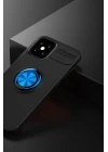 iPhone 12 Mini Kılıf Range Yüzüklü Silikon - Siyah-Mavi