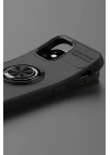 iPhone 12 Mini Kılıf Range Yüzüklü Silikon - Siyah-Mavi