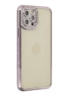 iPhone 12 Pro Kılıf Joke Taşlı Silikon - Mor