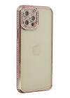 iPhone 12 Pro Kılıf Joke Taşlı Silikon - Pembe