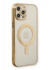 iPhone 12 Pro Kılıf Magneticsafe Lazer Silikon - Gold