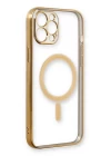 iPhone 12 Pro Kılıf Magneticsafe Lazer Silikon - Gold