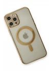 iPhone 12 Pro Kılıf Magneticsafe Lazer Silikon - Gold