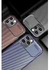 iPhone 12 Pro Max Kılıf Auto Focus Karbon Kapak - Kahverengi