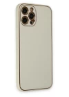 iPhone 12 Pro Max Kılıf Coco Deri Silikon Kapak - Beyaz