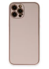 iPhone 12 Pro Max Kılıf Coco Deri Silikon Kapak - Pudra