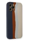 iPhone 12 Pro Max Kılıf Ebruli Lansman Silikon - Lacivert-Krem