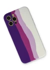 iPhone 12 Pro Max Kılıf Ebruli Lansman Silikon - Mor-Beyaz