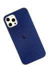 iPhone 12 Pro Max Kılıf Karbon PP Silikon - Mavi