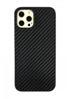 iPhone 12 Pro Max Kılıf Karbon PP Silikon - Siyah