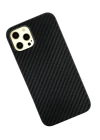 iPhone 12 Pro Max Kılıf Karbon PP Silikon - Siyah