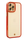 iPhone 12 Pro Max Kılıf Liva Lens Silikon - Kırmızı