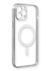 iPhone 12 Pro Max Kılıf Magneticsafe Lazer Silikon - Gümüş