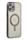 iPhone 12 Pro Max Kılıf Magneticsafe Lazer Silikon - Siyah