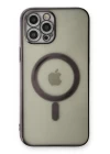 iPhone 12 Pro Max Kılıf Magneticsafe Lazer Silikon - Siyah