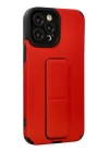 iPhone 12 Pro Max Kılıf Mega Standlı Silikon - Kırmızı