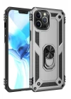 iPhone 12 Pro Max Kılıf Sofya Yüzüklü Silikon Kapak - Gümüş