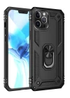 iPhone 12 Pro Max Kılıf Sofya Yüzüklü Silikon Kapak - Siyah
