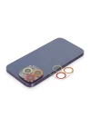 iPhone 12 Pro Renkli Kamera Lens Koruma Cam - Turuncu-Kırmızı