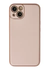 iPhone 13 Kılıf Coco Deri Silikon Kapak - Pudra