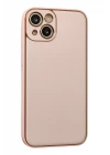 iPhone 13 Kılıf Coco Deri Silikon Kapak - Pudra