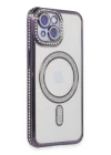 iPhone 13 Kılıf Joke Simli Magneticsafe Kılıf - Derin Mor