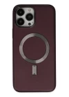 iPhone 13 Pro Kılıf Coco Deri Magneticsafe Silikon - Bordo