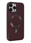 iPhone 13 Pro Kılıf Coco Deri Magneticsafe Silikon - Bordo