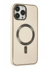 iPhone 13 Pro Kılıf Coco Deri Magneticsafe Silikon - Krem
