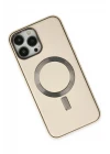 iPhone 13 Pro Kılıf Coco Deri Magneticsafe Silikon - Krem