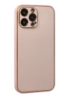 iPhone 13 Pro Kılıf Coco Deri Silikon Kapak - Pudra