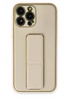 iPhone 13 Pro Kılıf Coco Deri Standlı Kapak - Gold