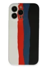iPhone 13 Pro Kılıf Ebruli Lansman Silikon - Beyaz-Siyah
