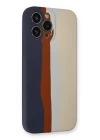 iPhone 13 Pro Kılıf Ebruli Lansman Silikon - Lacivert-Krem