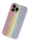 iPhone 13 Pro Kılıf Ebruli Lansman Silikon - Pembe-Lila
