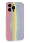 iPhone 13 Pro Kılıf Ebruli Lansman Silikon - Pembe-Lila