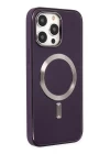 iPhone 13 Pro Max Kılıf Coco Deri Magneticsafe Silikon - Derin Mor
