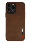 iPhone 13 Pro Max Kılıf Loop Deri Silikon - Kahverengi