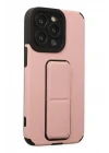 iPhone 13 Pro Max Kılıf Mega Standlı Silikon - Pudra