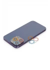 iPhone 13 Pro Max Renkli Kamera Lens Koruma Cam - Pembe-Mavi