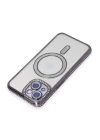 iPhone 14 Kılıf Joke Simli Magneticsafe Kılıf - Derin Mor