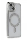 iPhone 14 Kılıf Joke Simli Magneticsafe Kılıf - Gümüş