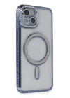 iPhone 14 Kılıf Joke Simli Magneticsafe Kılıf - Mavi