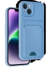 iPhone 14 Kılıf Kelvin Kartvizitli Silikon - Mavi